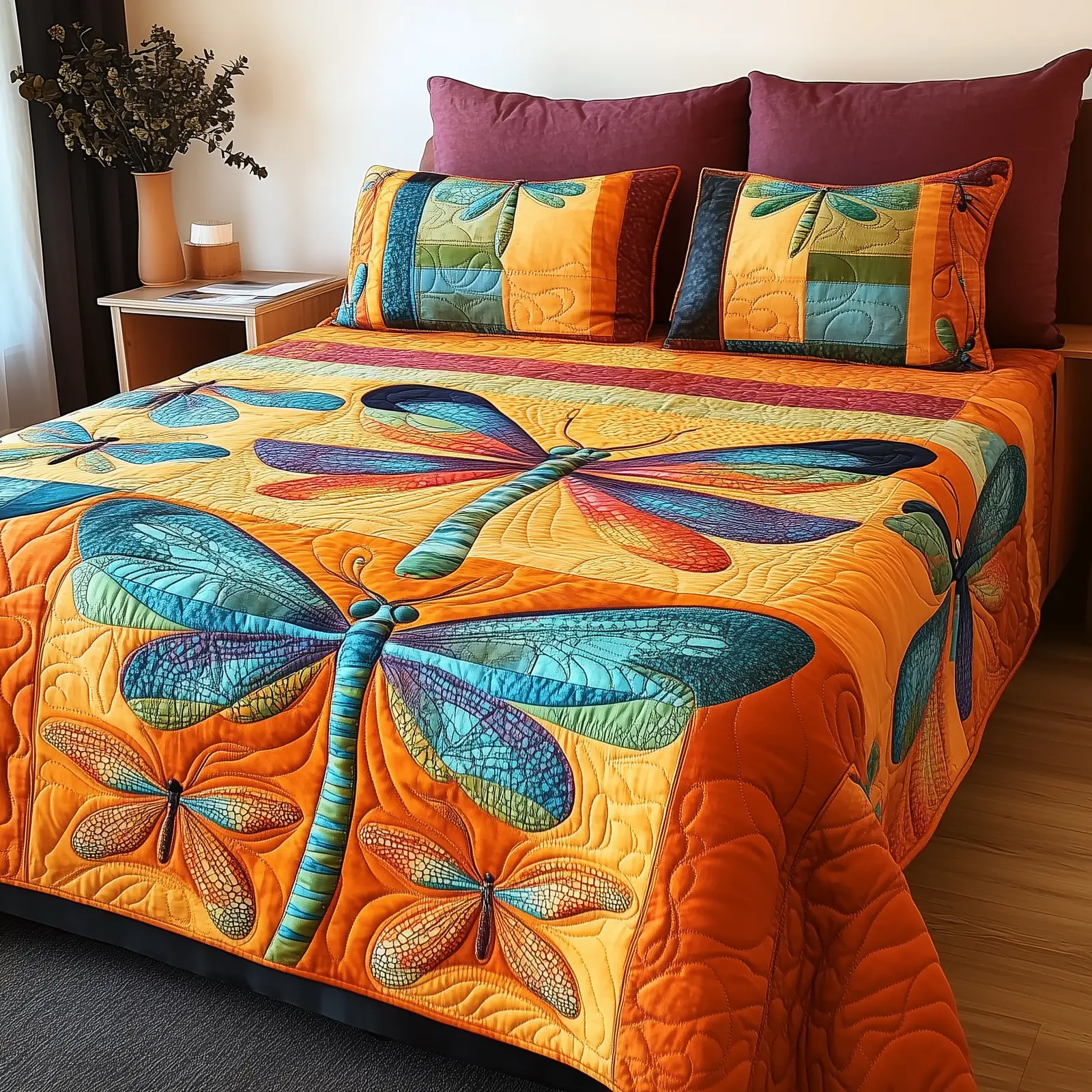 Shining Dragonfly Quilted Bedding Set Xmas Bedding Set Unique Christmas Gifts For Parents Shining Dragonfly Quilted Bedding Set Xmas Bedding Set Unique Christmas Gifts For Parents - Image 1