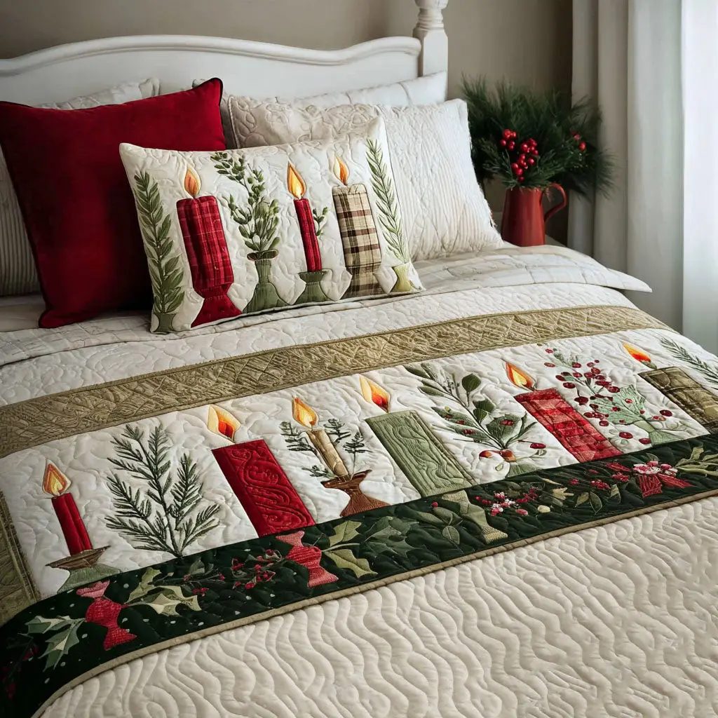 Shining Hope Quilted Bed Runner Shining Festival Hope Christmas Gift for Aunt