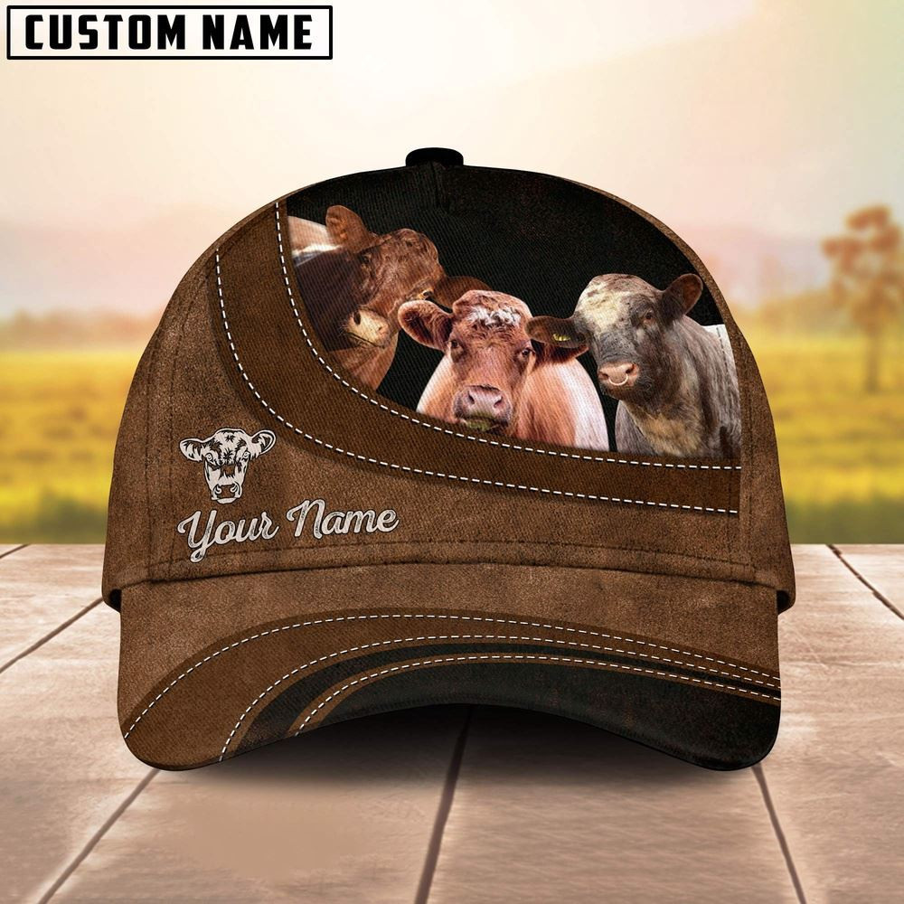 Shorthorn Happiness Customized Name Cap Farmer Baseball Cap Gift For Farmer