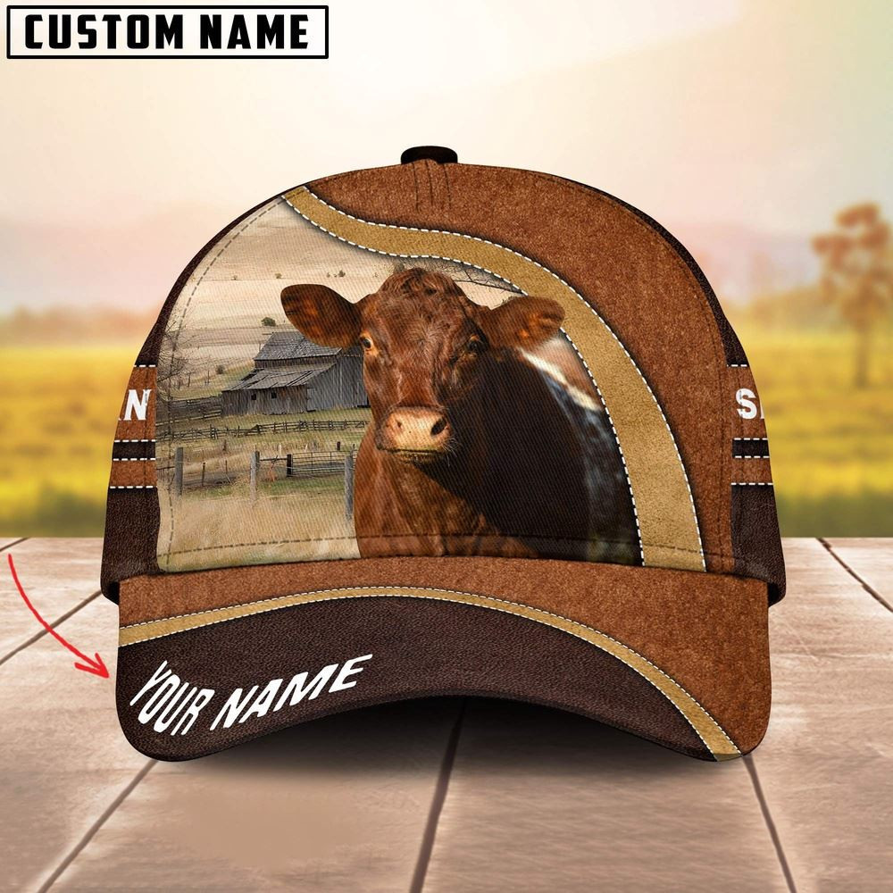 Shorthorn Happy Face Customized Name Cap Farmer Baseball Cap Gift For Farmer