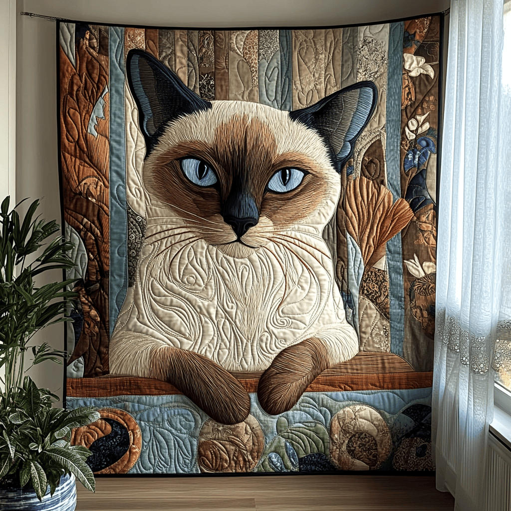 Siamese Cat Grace Quilted Blanket Nice Throw Blanket Cat Mom Gifts
