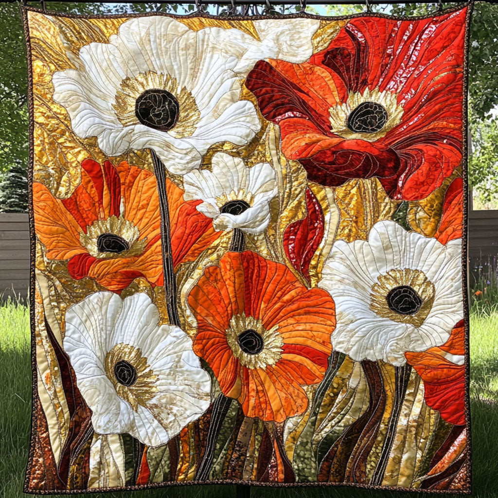 Silent Blossom Quilted Blanket Bedroom Decor Christmas Gifts For Poppy Lovers