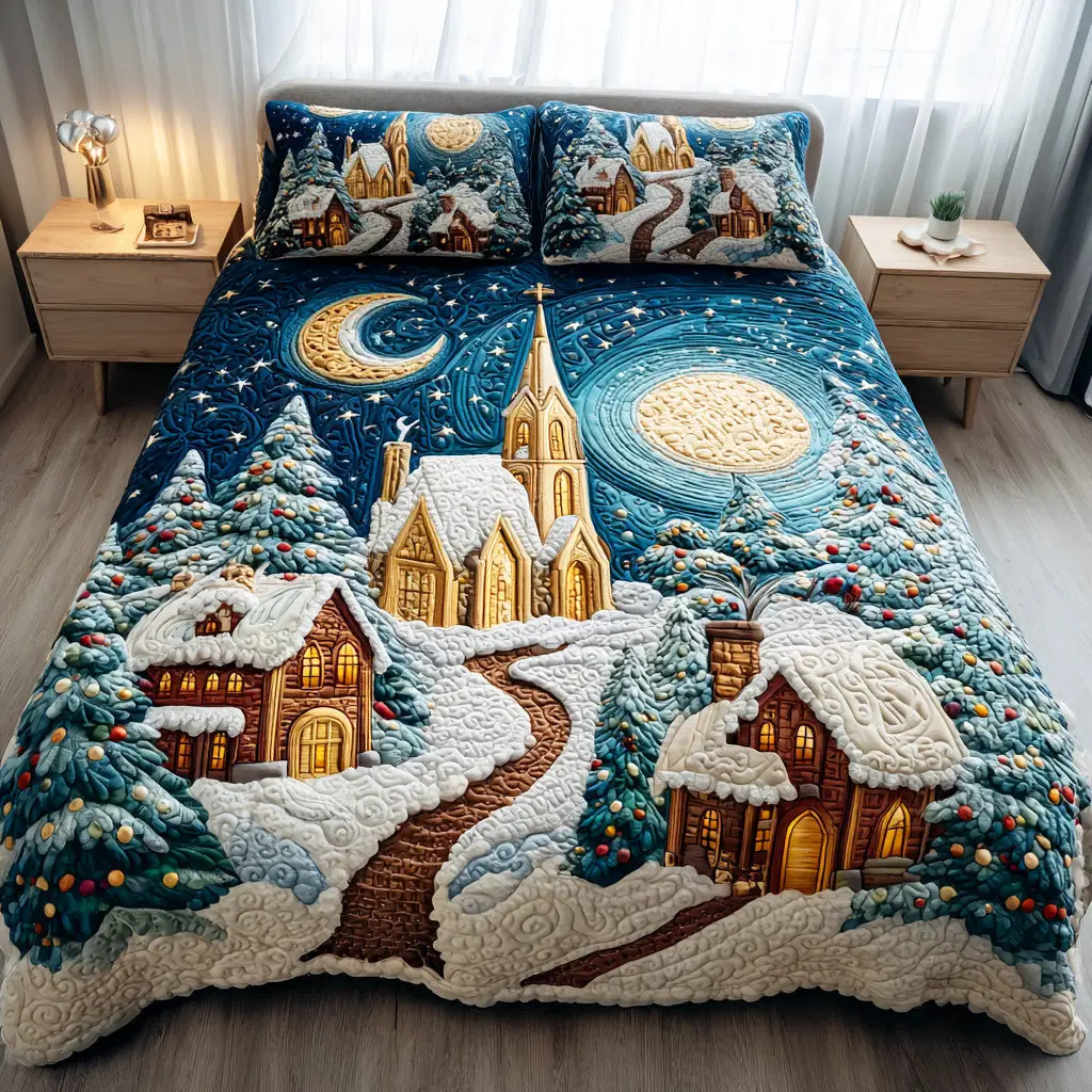 Silent Frost Night Quilted Bedding Set Thoughtful Bedroom Gift Idea for Any Occasion