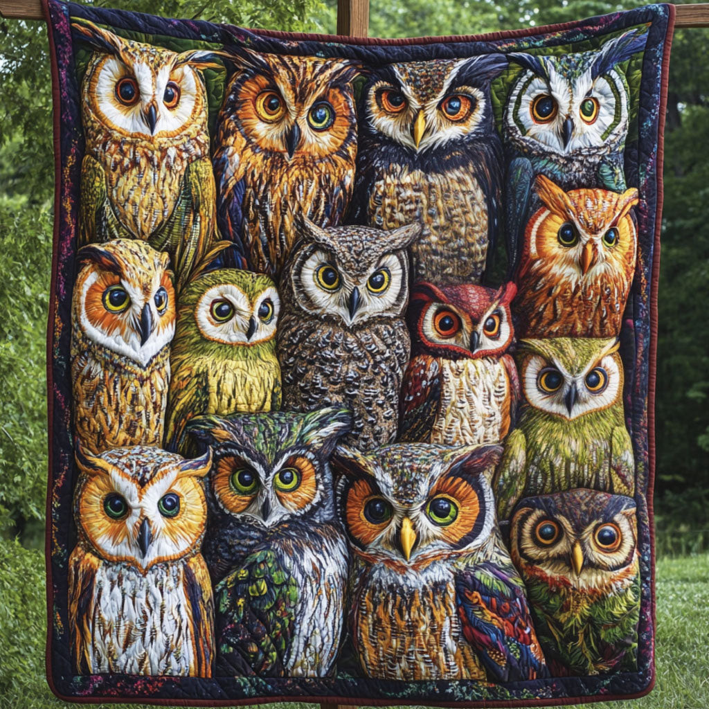 Silent Guardians Quilted Blanket Christmas Room Decor Owl Gifts For Men