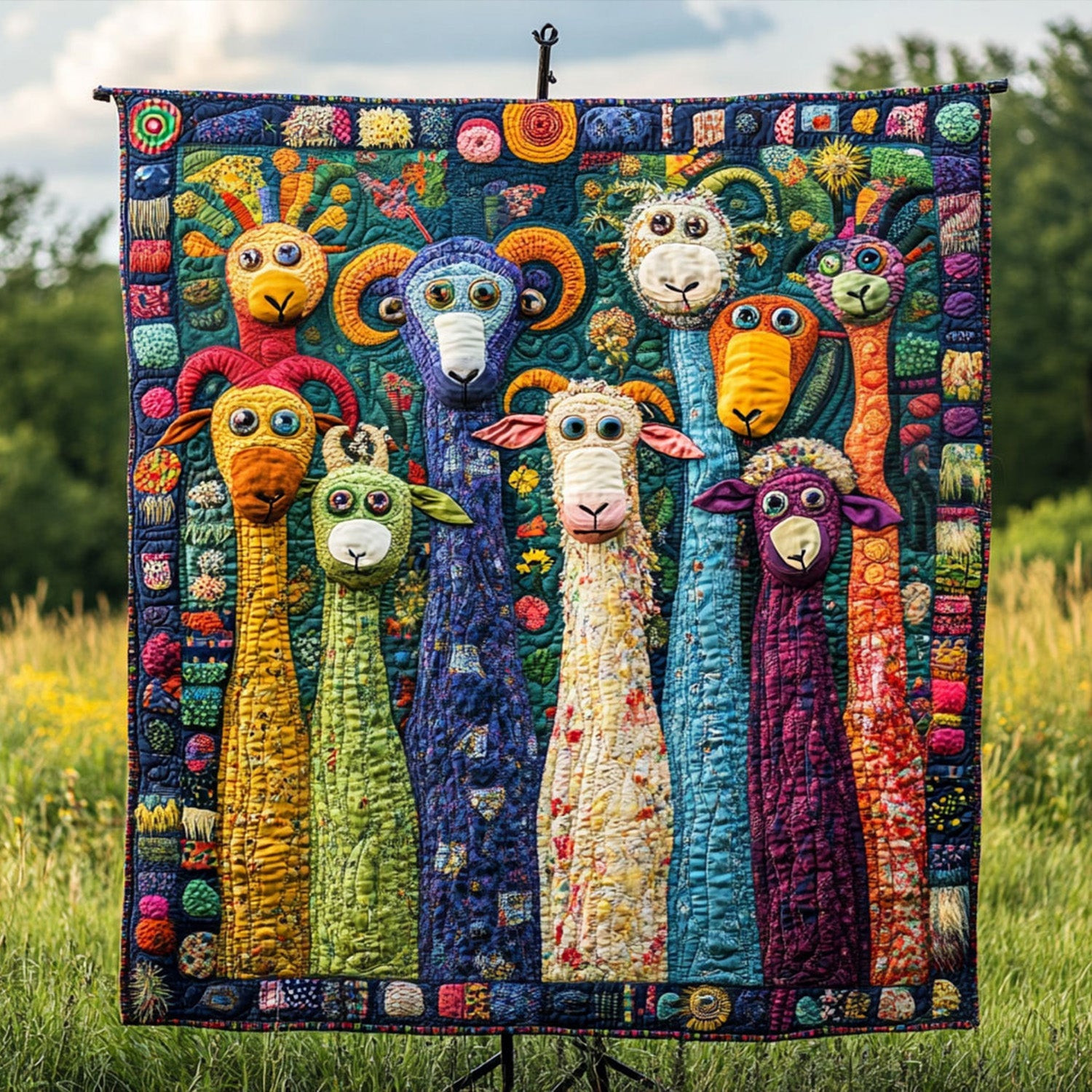 Silly Stablemates Quilted Blanket Best Throw Blanket Gifts For People Who Love Goats