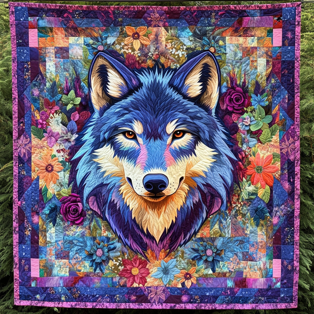 Silver Prowl Quilted Blanket Bedroom Xmas Decor Gifts For People Who Love Wolves