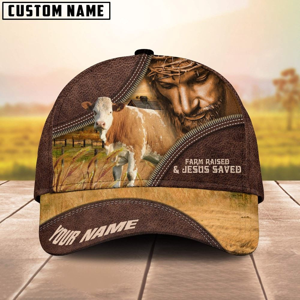 Simmental Farm & Jesus Customized Name Cap Farmer Baseball Cap Gift For Farmer