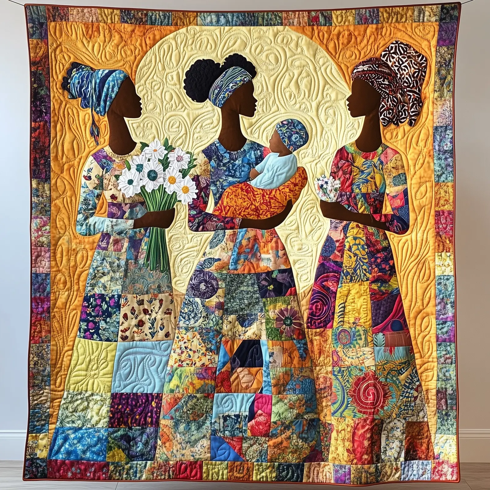 Sisters In Faith Quilted Blanket African American Depicting The Beauty Melanin Gifts For Her