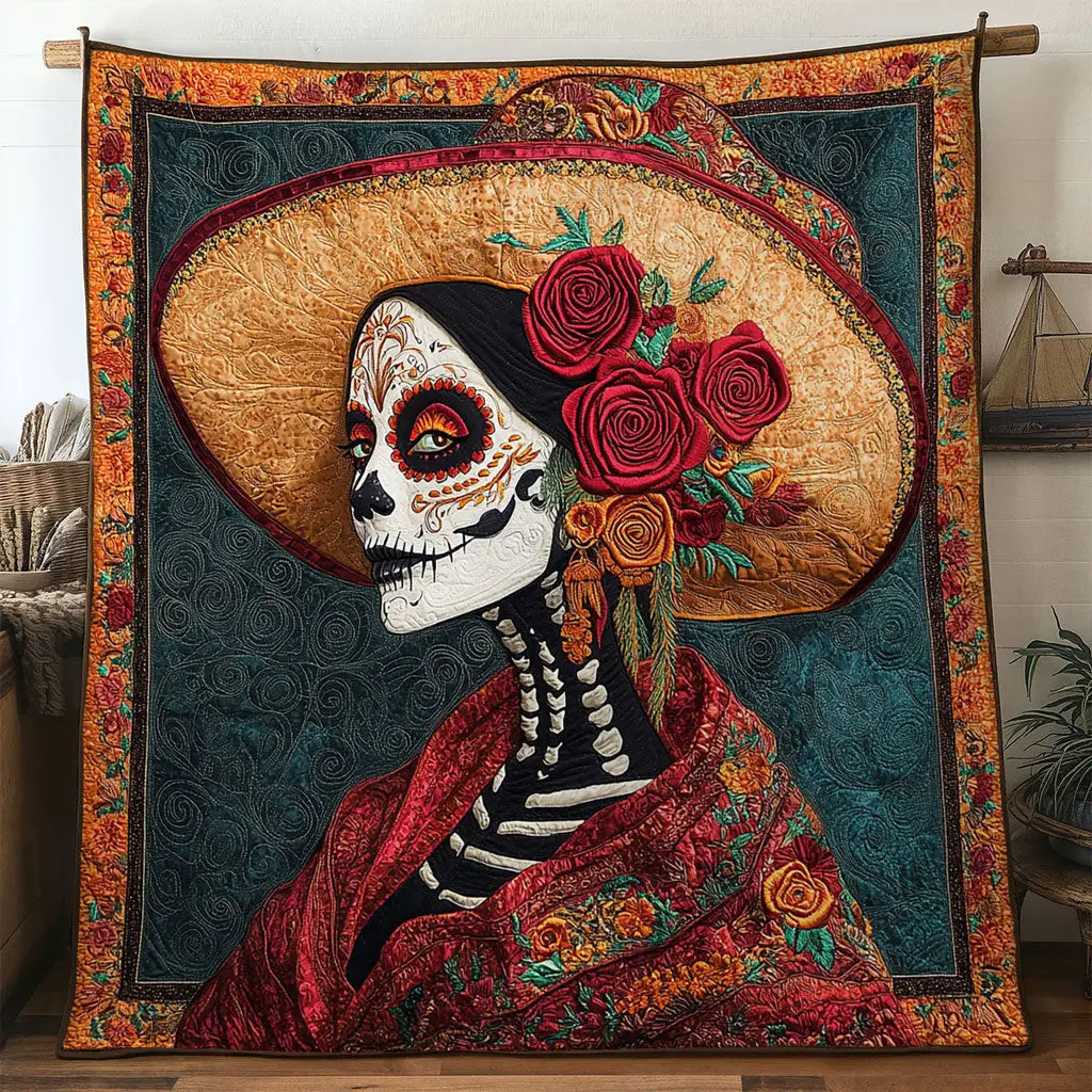 Skeleton Lady Charm Quilt Thoughtful Holiday Gift Featuring Quilt Blanket Skeleton Lady Charm Quilt Thoughtful Holiday Gift Featuring Quilt Blanket - Image 1