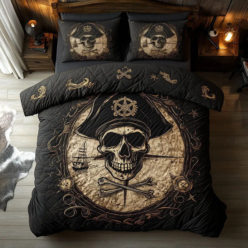 Skull AndCrossed Blades Quilted Bedding Set Duvet Cover Bedspread Best Gifts For Lovers Skull AndCrossed Blades Quilted Bedding Set Duvet Cover Bedspread Best Gifts For Lovers - Image 1