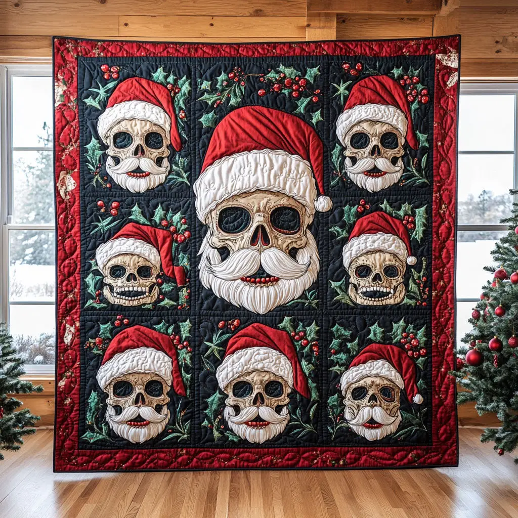 Skull Christmas Quilt Perfect Holiday Gift for Blanket Lovers