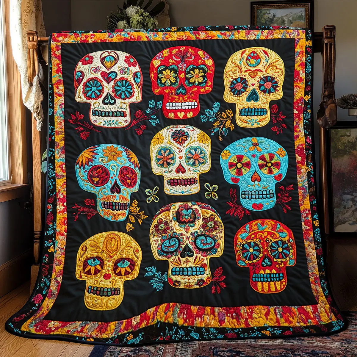 Skull Day Of The Dead Quilt Blankets Good Father's Day Presents Skull Day Of The Dead Quilt Blankets Good Father's Day Presents - Image 1