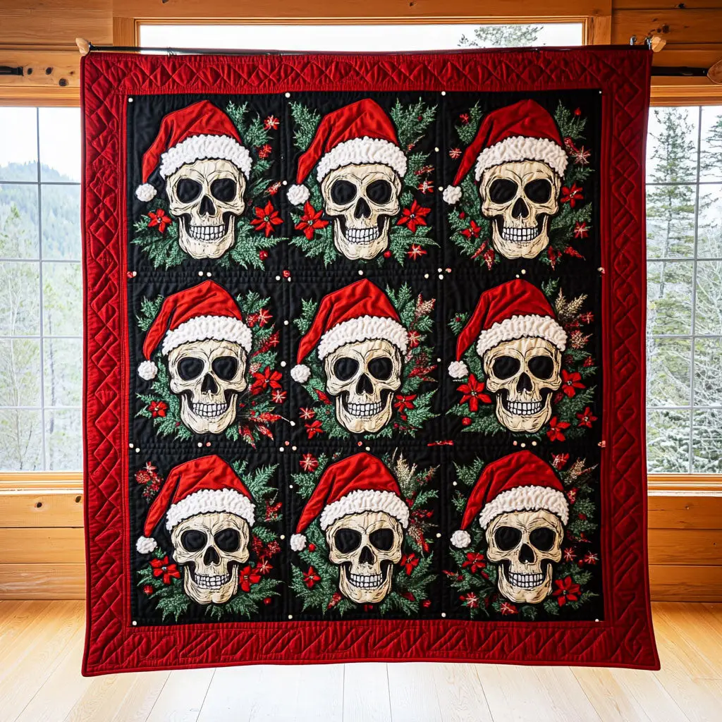 Skull Festive Joy Quilt Beautiful Printed Quilt Blanket for Home Aesthetics