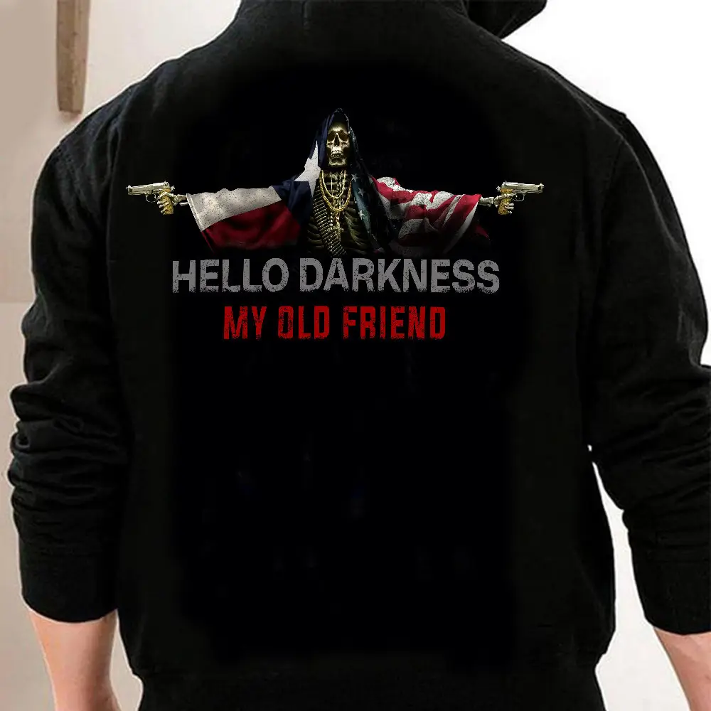 Skull Hello Darkness My Old Friend Hoodie Texas And American Flag Merch Gifts For Boyfriend Skull Hello Darkness My Old Friend Hoodie Texas And American Flag Merch Gifts For Boyfriend - Image 1