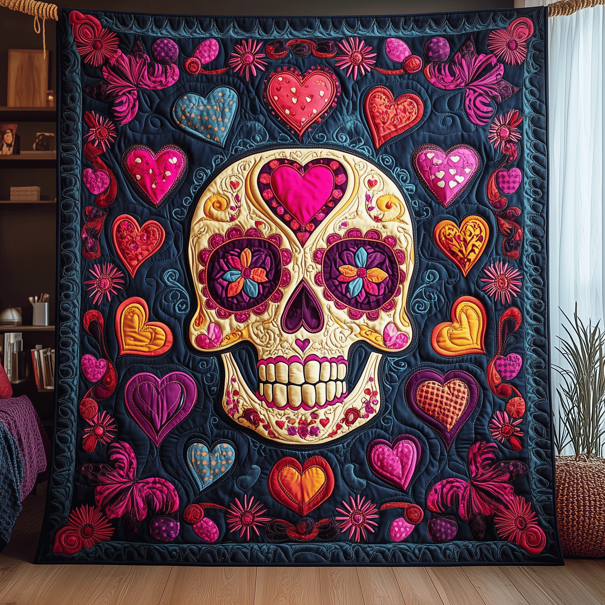 Skull Love Quilted Blanket Bedroom Decor Ideas Valentine's Day Gifts Idea For Her
