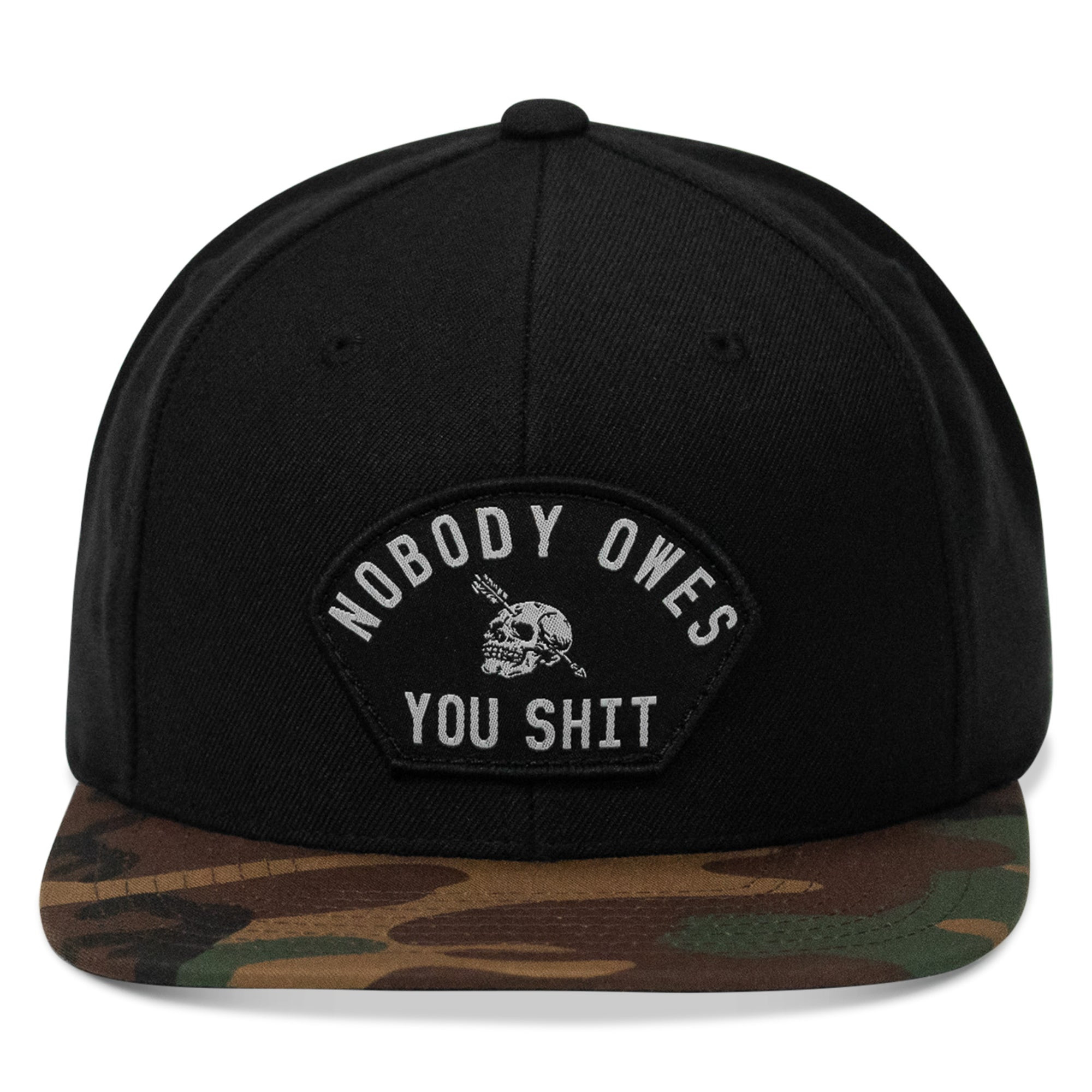 Skull Nobody Owes Your Shit Snapback Hat Hip Hop Street Style Cap Humor Presents For Men