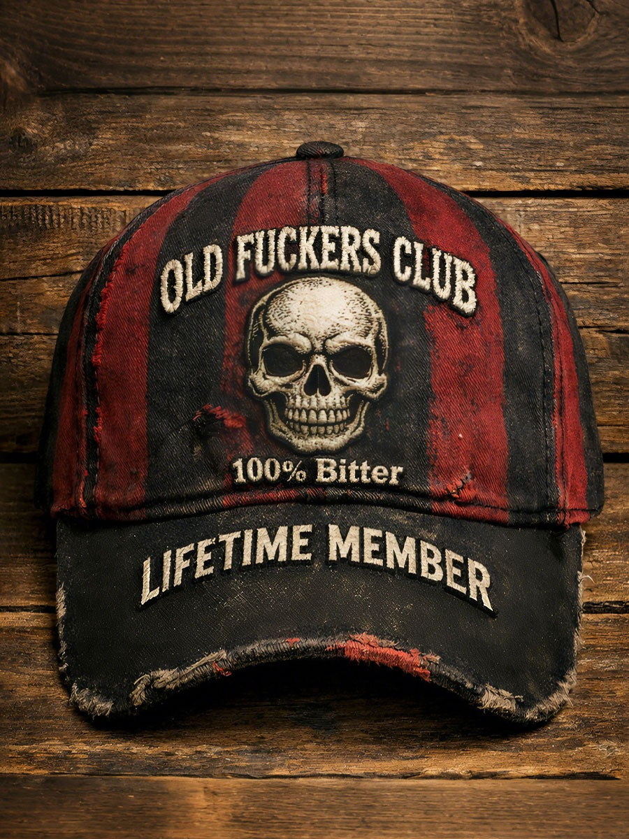 Skull Old Fuckers Club Hat 100 Percent Bitter Lifetime Member Baseball Cap Gifts For Grandpa