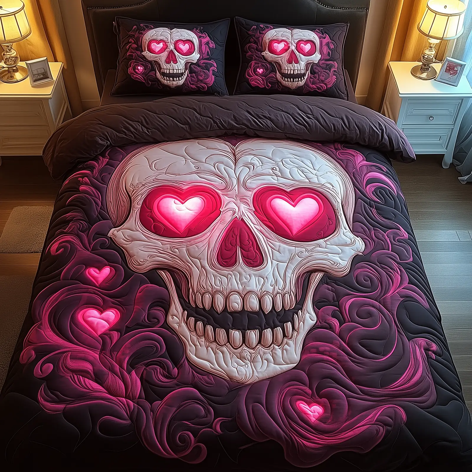 Skull Quilted Bedding Set Skull Valentine Day Gift Ideas For Son In Law
