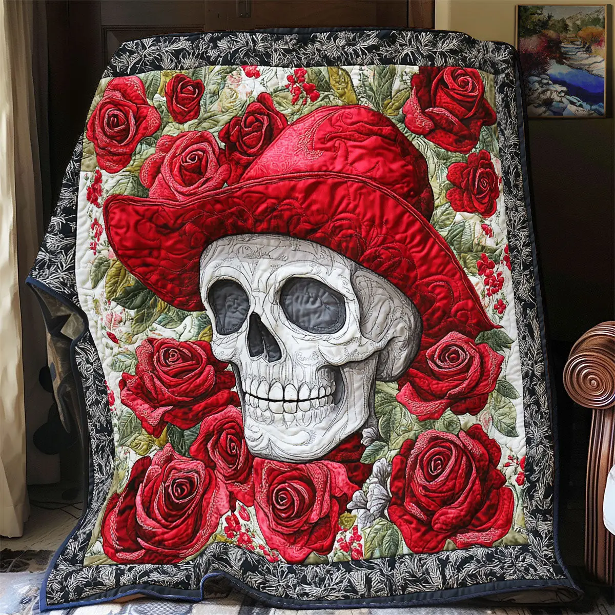 Skull Rose Quilt Blankets Best Throw Blanket Mother's Day Gifts For Daughter