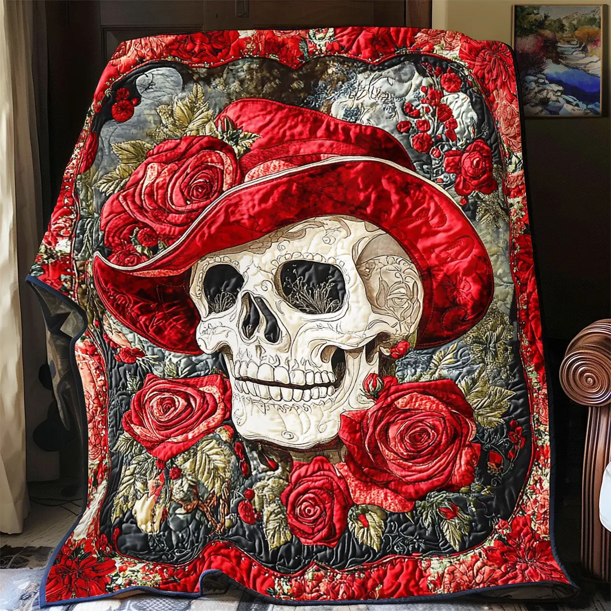 Skull Rose Quilt Blankets Best Throw Blanket Mother's Day Gifts For Daughter In Law