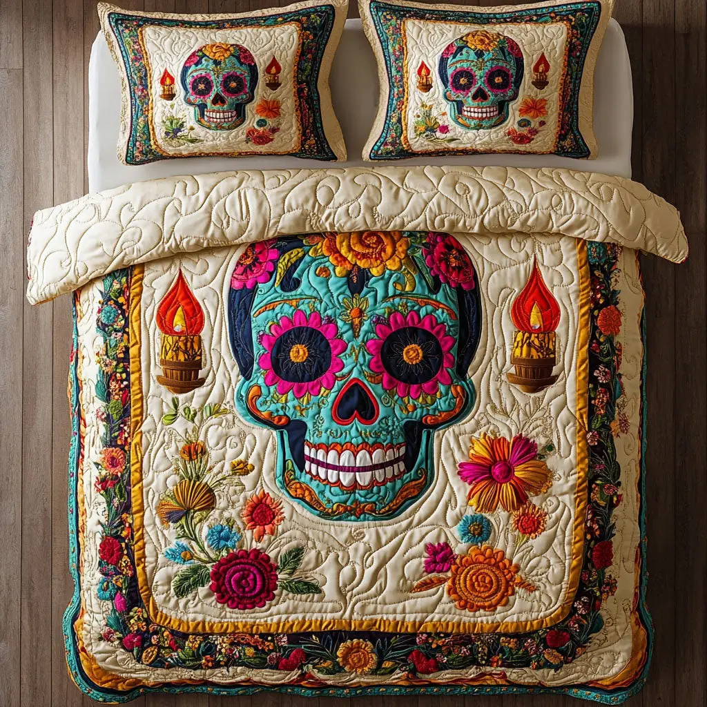 Skull Serenade Quilted Bedding Set Duvet Cover Bedspread Best Gifts For Couples