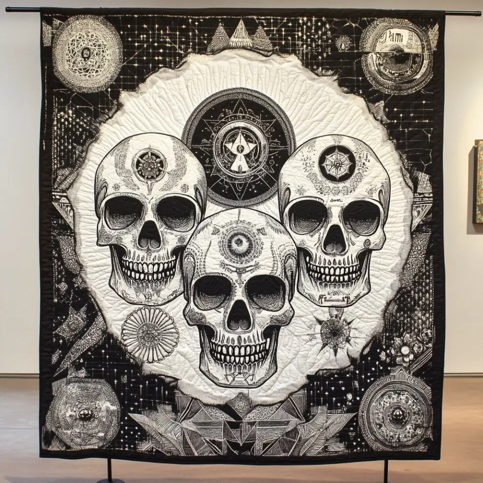 Skulls Constellation Quilt Blanket Art Throw Blanket Special Gift Ideas For Him Skulls Constellation Quilt Blanket Art Throw Blanket Special Gift Ideas For Him - Image 1