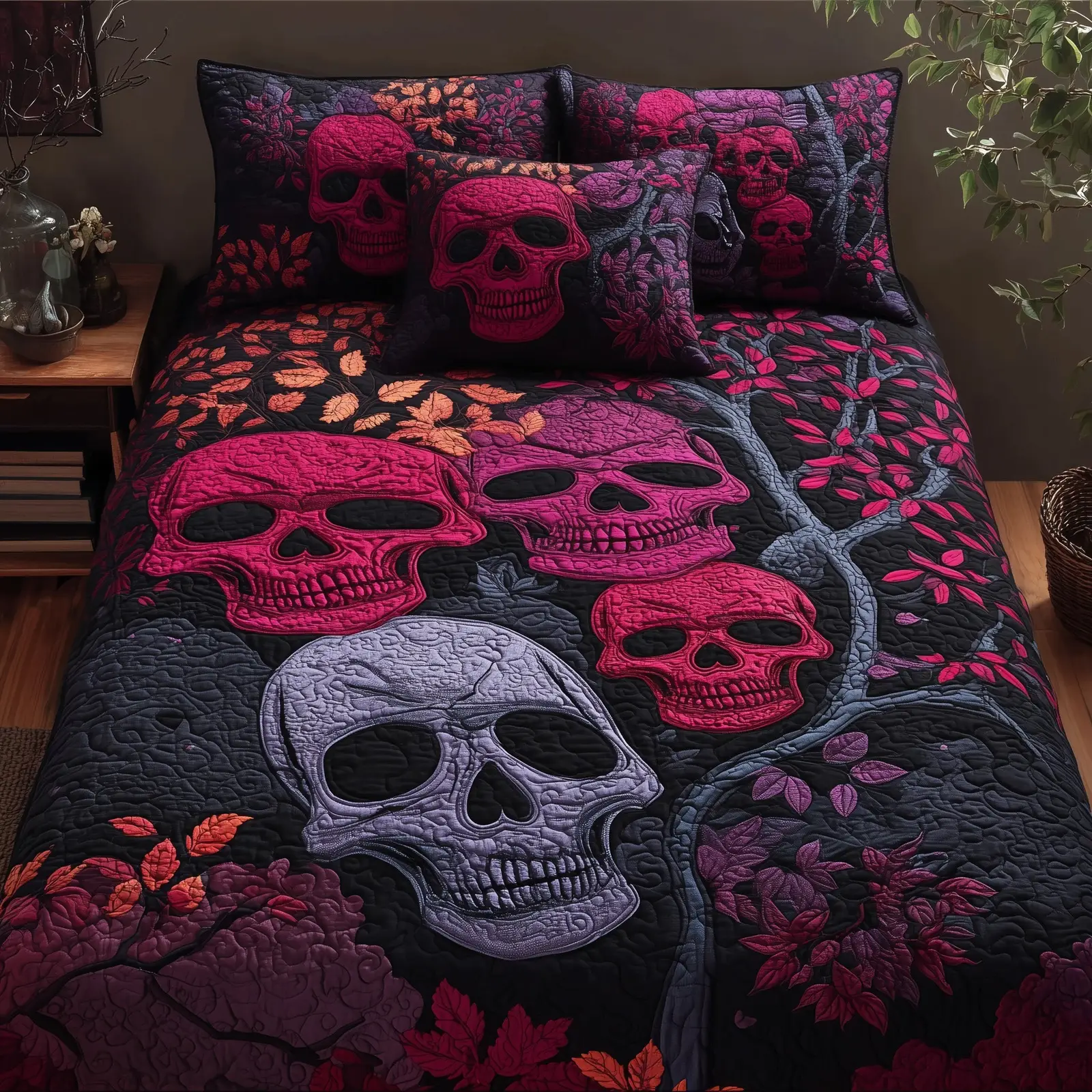 Skulls Quilted Bedding Set Duvet Bed Set Gifts For People Who Like Skulls Skulls Quilted Bedding Set Duvet Bed Set Gifts For People Who Like Skulls - Image 1