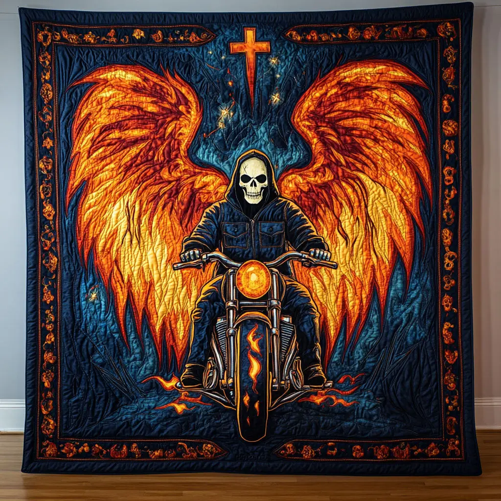 Skulls Rider Quilt Home Essential Gift Cozy Quilt Blanket