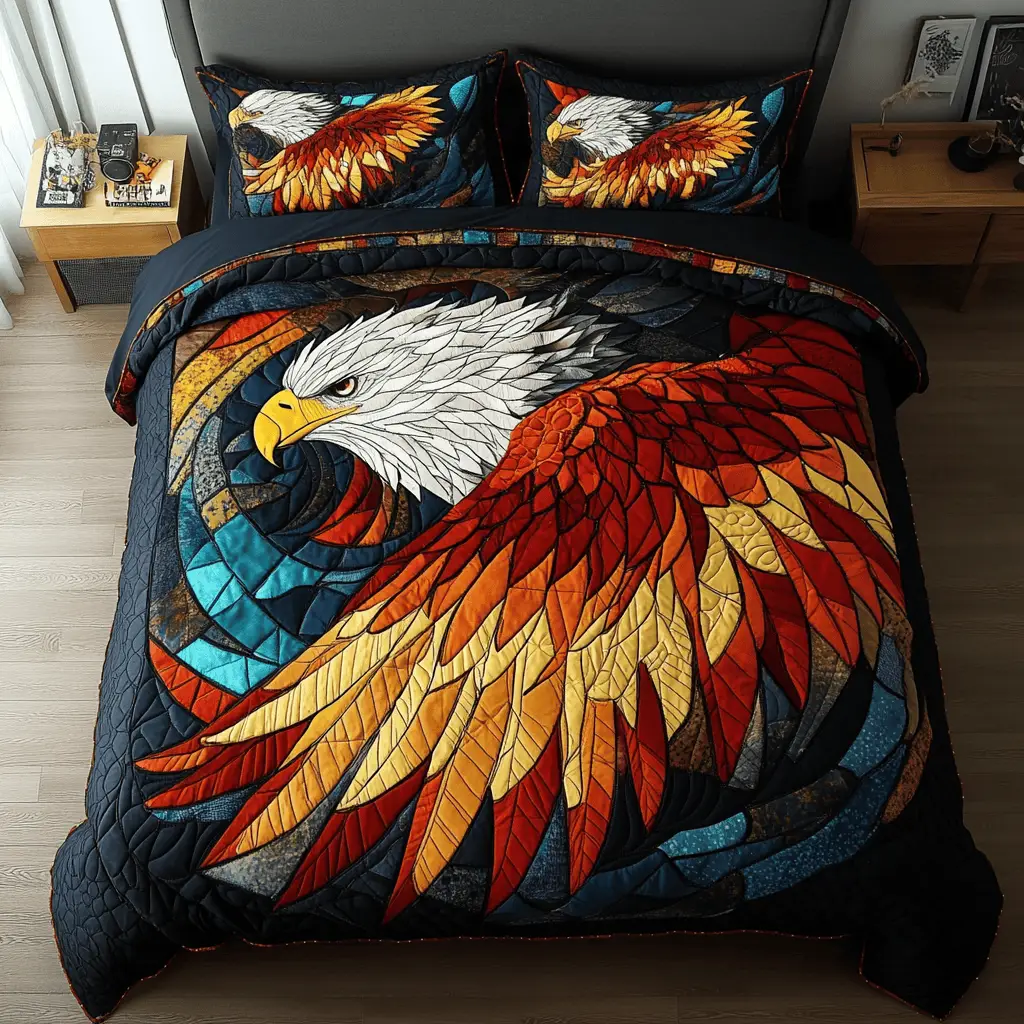 Sky Sentinel Quilted Bedding Set Best Bedspread Set Eagle Themed Gifts Chritsmas Sky Sentinel Quilted Bedding Set Best Bedspread Set Eagle Themed Gifts Chritsmas - Image 1