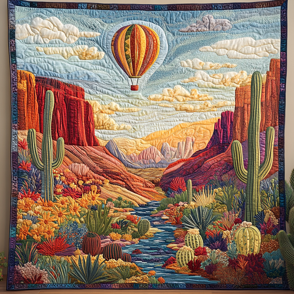 Skybound Adventures Quilted Blanket Winter Decor Blanket Sky Air Balloon Gifts For Him