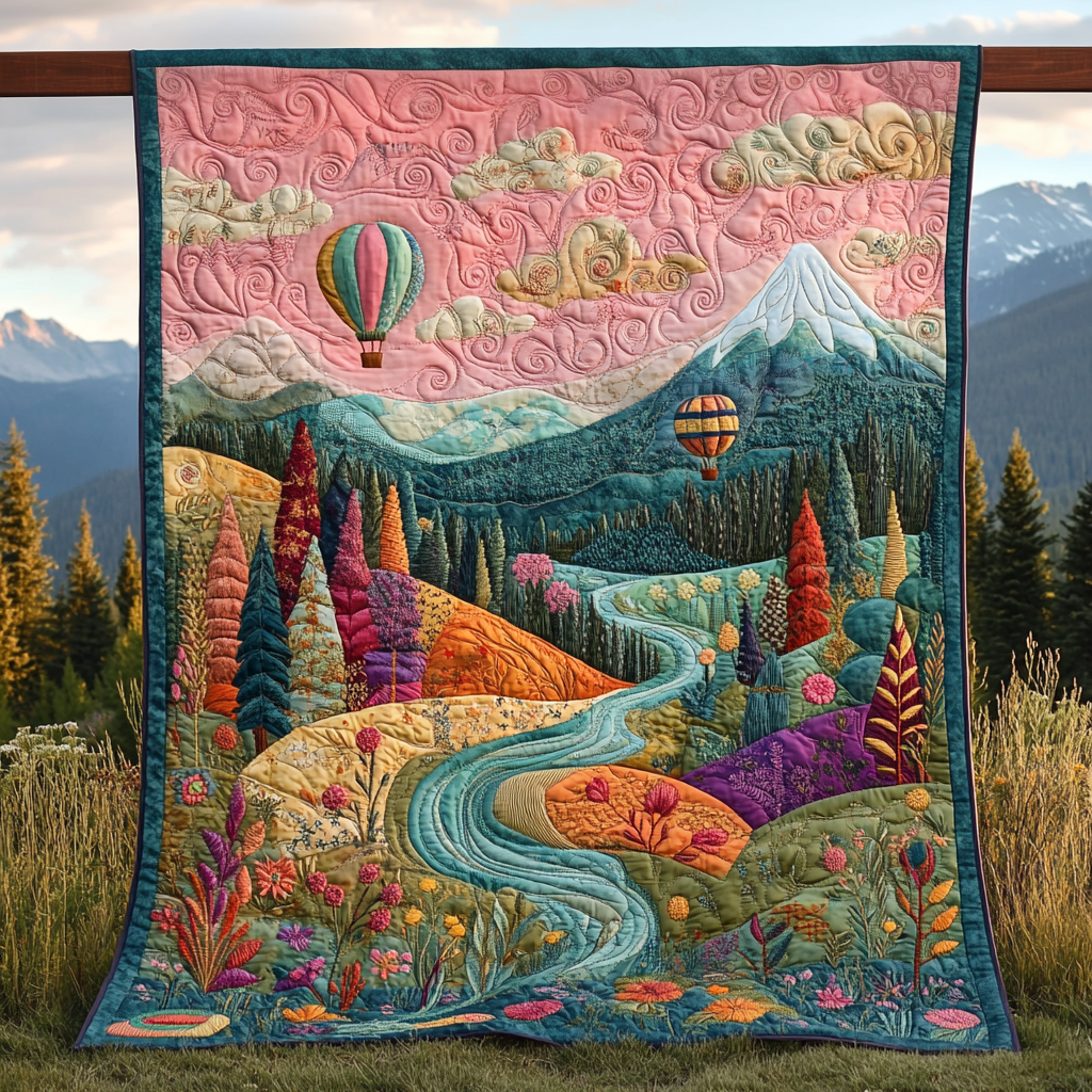 Skyward Dream Quilted Blanket Bedroom Decor Christmas Sky Air Balloon Gifts For Adults