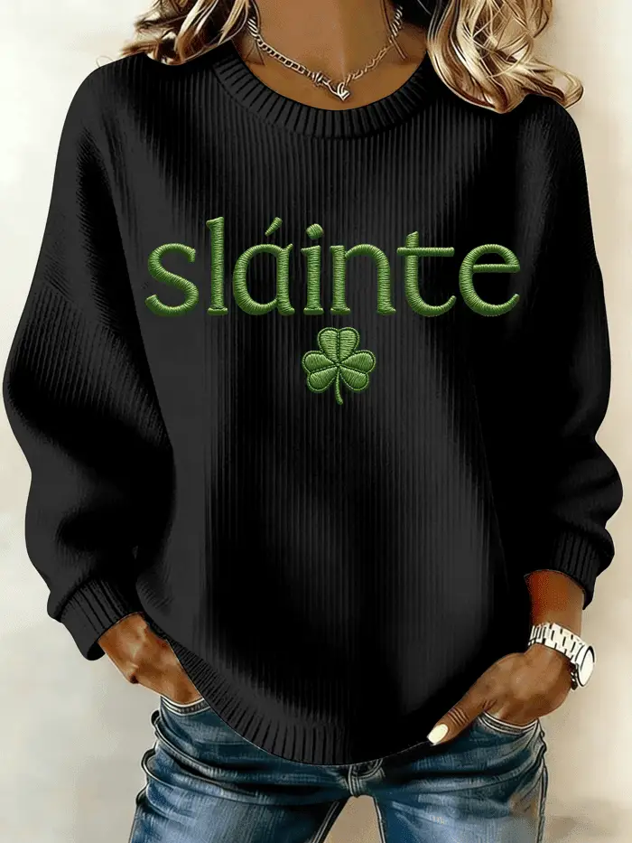 Slainte Irish Shamrock Sweater Womens Irish Pride Clothing St Patrick Day Gift