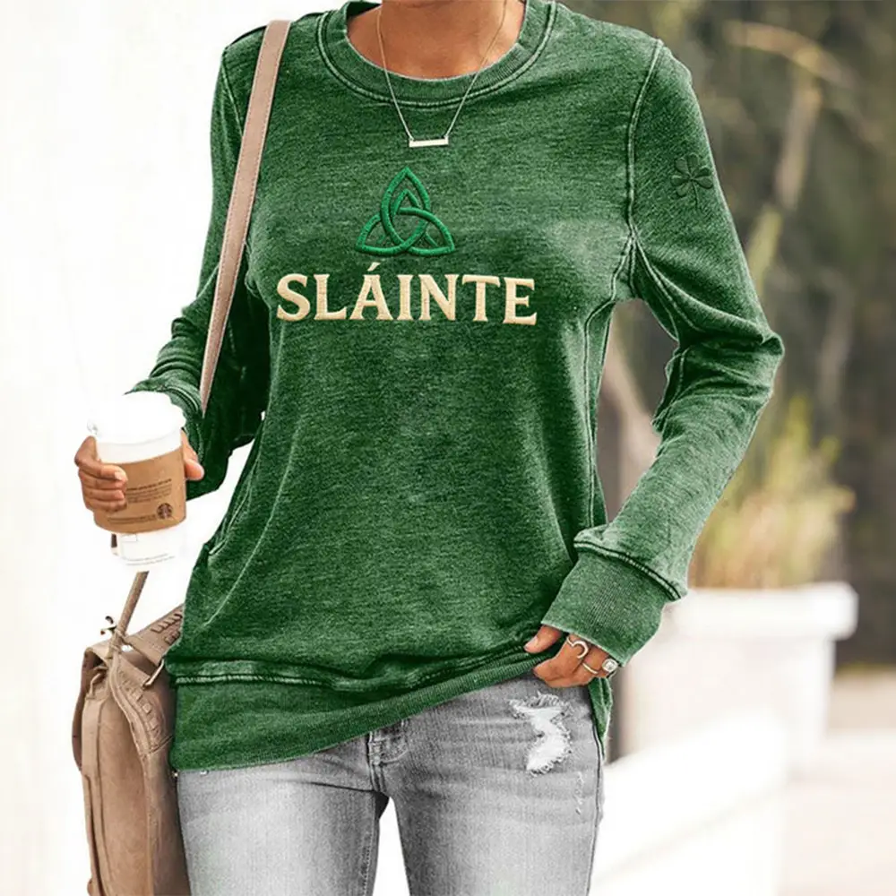 Slainte Tribity Knot Sweatshirt Saint Patricks Day Clothing Line Gift Idea For Women Slainte Tribity Knot Sweatshirt Saint Patricks Day Clothing Line Gift Idea For Women - Image 1