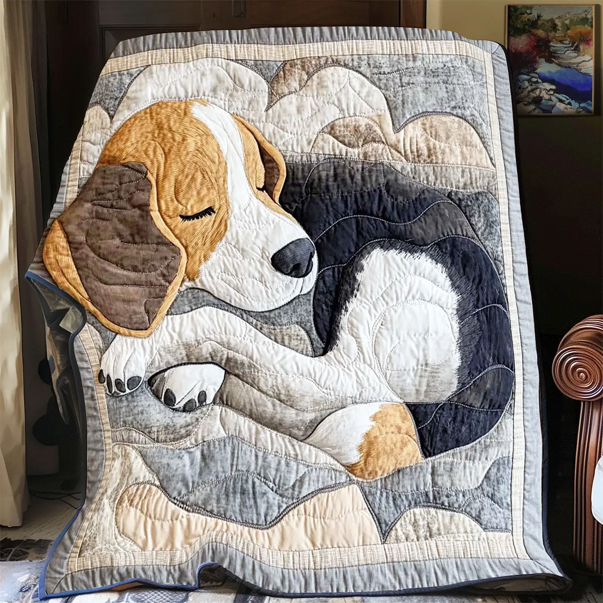 Sleeping Beagle Quilt Blanket Comfort Throw Blanket Cute Presents For Dog Lovers