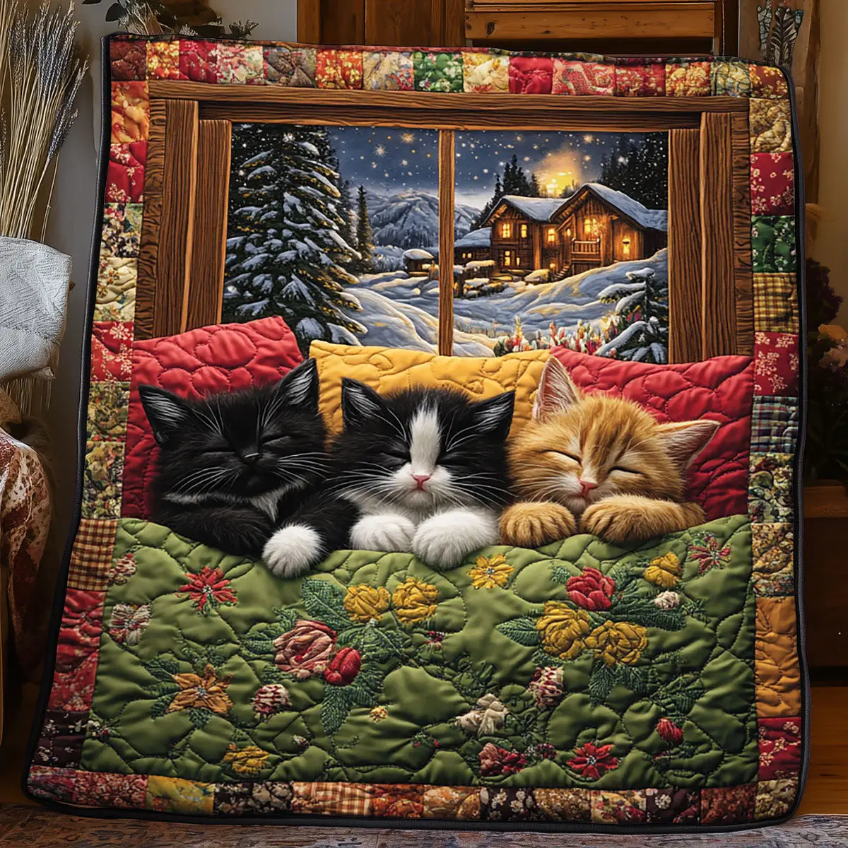 Sleeping Cat Quilt Soft Quilt Blanket Gift for Comfortable Nights
