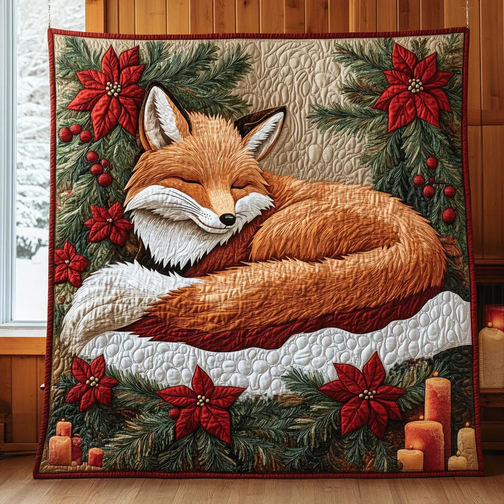 Sleeping Fox Quilt Comfortable Microfiber Quilt Blanket for Everyday Use