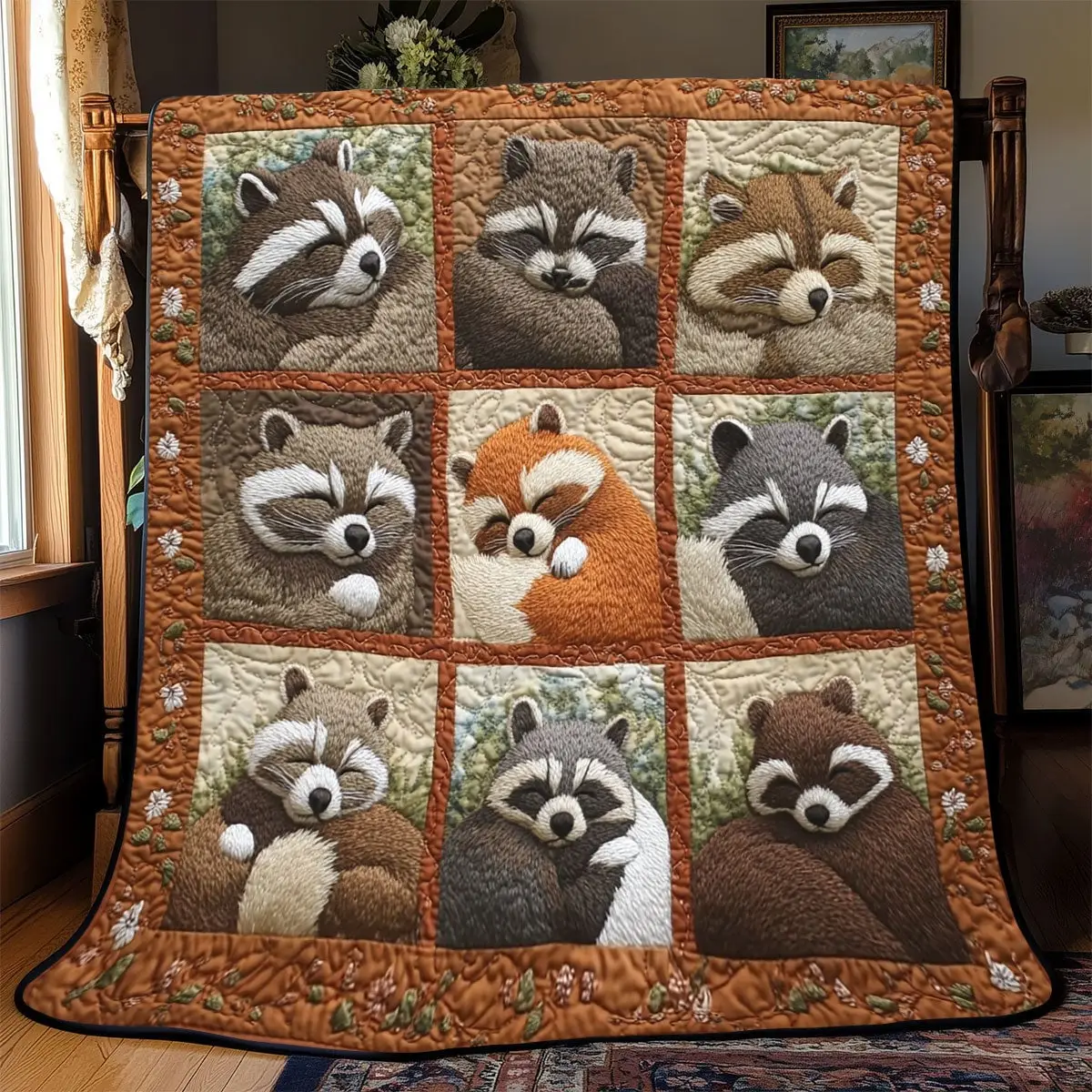 Sleeping Racoon Quilted Blankets Dad Gifts For Father's Day 2025