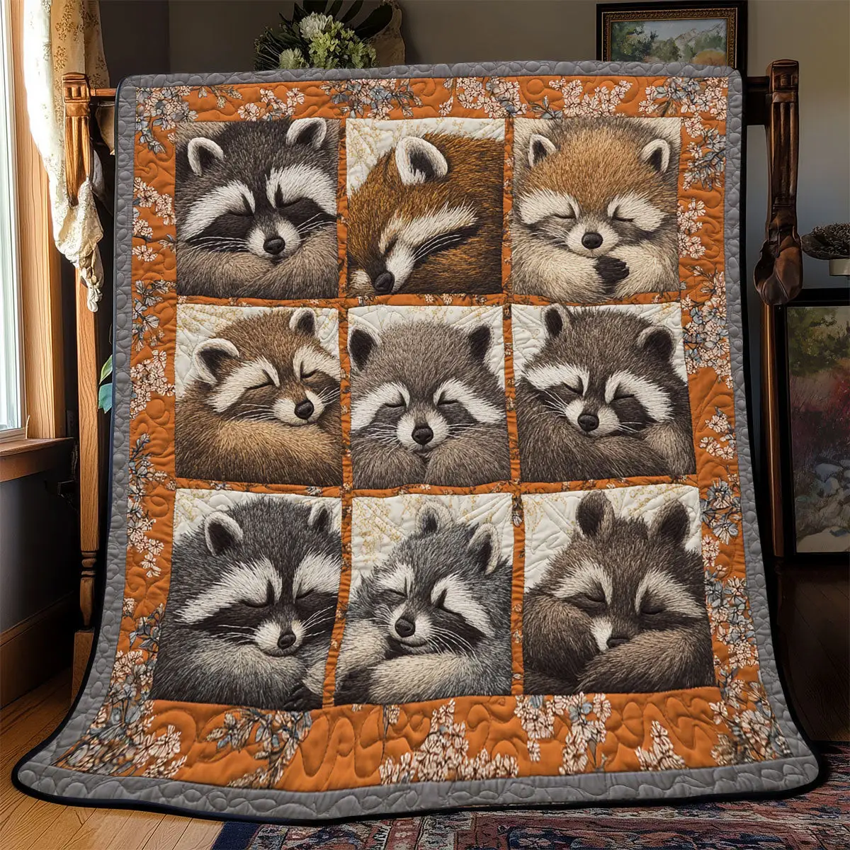 Sleeping Racoon Quilted Blankets Father's Day Gifts For Husband