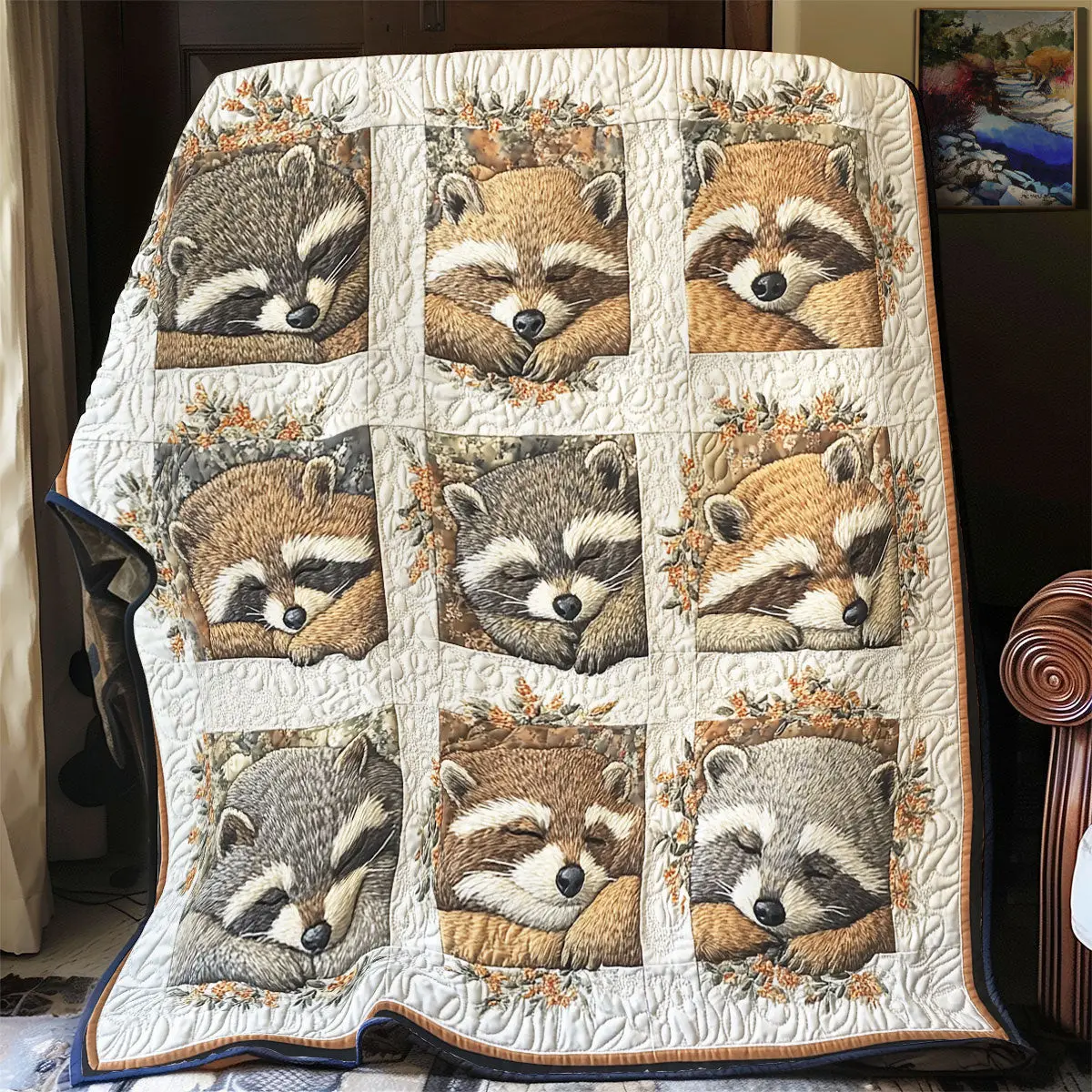 Sleeping Racoon Quilted Blankets Meaningful Gifts For Dad Birthday