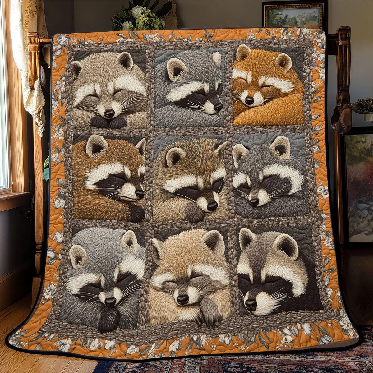 Sleeping Racoon Quilted Throw Blankets Gifts For Dad Who Wants Nothing