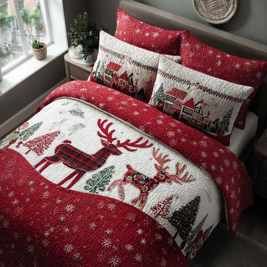 Sleigh Bells Dream Quilted Bedding Set Home Comfort Bedding Set That Everyone Will Love