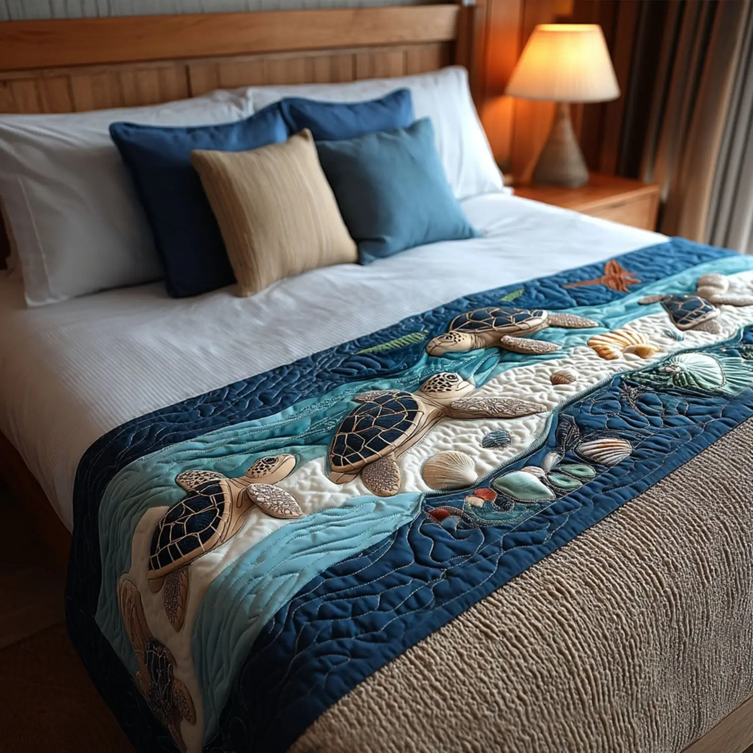 Slow Traveler Quilted Bed Runner Slow Traveler Turtle-Themed Gift