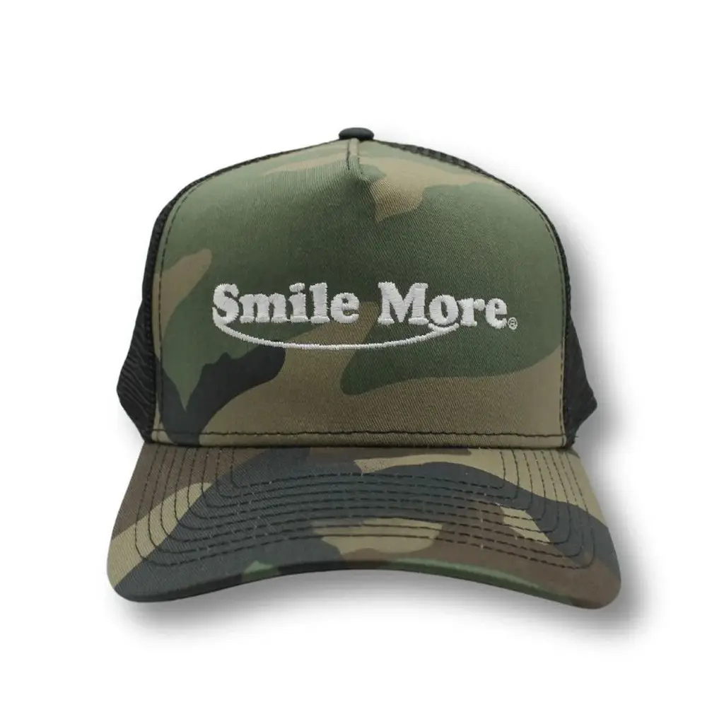 Smile More Merch Smile More Camo Trucker Hat Embroidered Gifts For Dad -WearandDecor