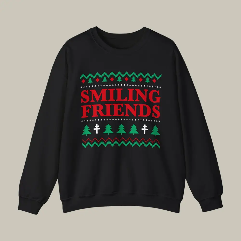 Smiling Friends Holiday Sweatshirt Christmas Themed Adult Comedy Series Clothing Gift For Fan