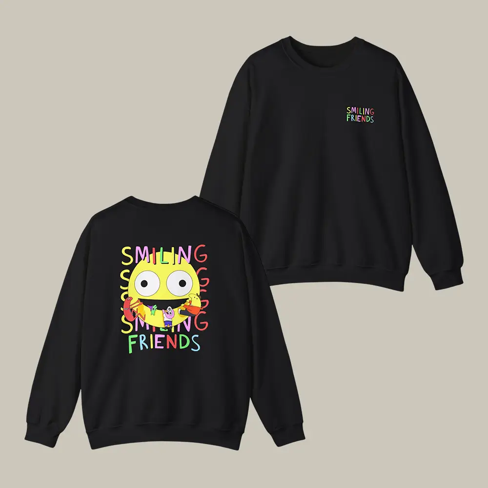Smiling Friends Hug All Around Sweatshirt Smiling Friends Merch Comedy Series Fan Gift