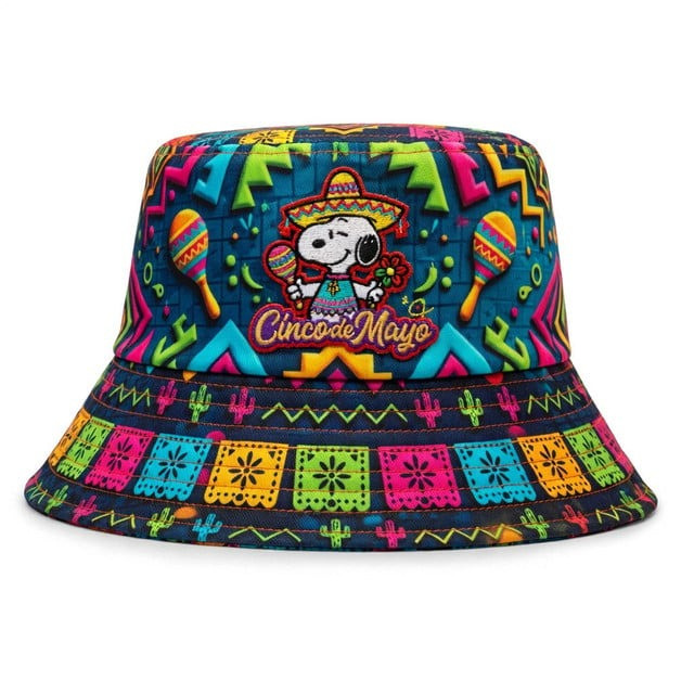 Snoopy x Cinco De Mayo Bucket Hat Mexican Fiesta Party Cap Gift Ideas For Father's Day