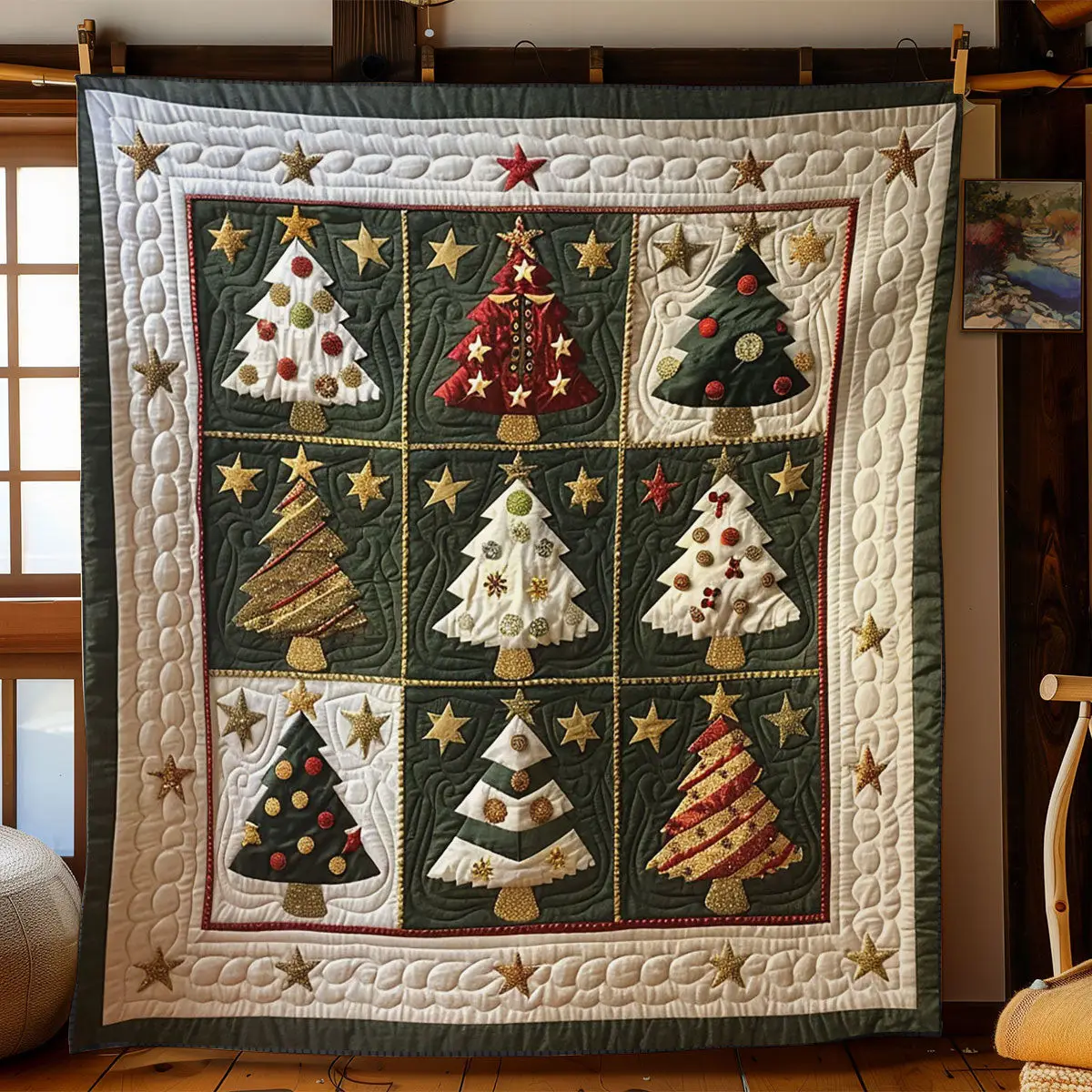 Snow Forest Quilt Premium Quilt Blanket for Family and Guests
