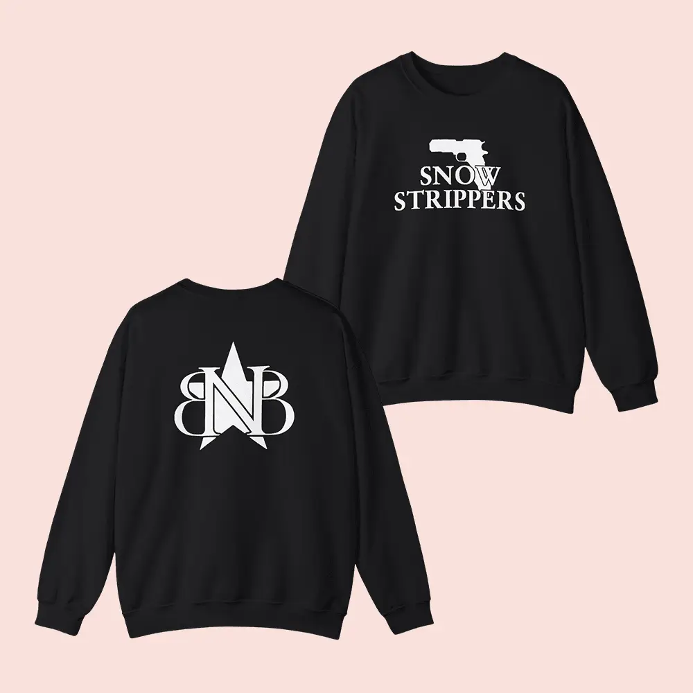 Snow Strippers Merch Gun Black Sweatshirt Snow Strippers Band Fan Apparel Gifts For Friends