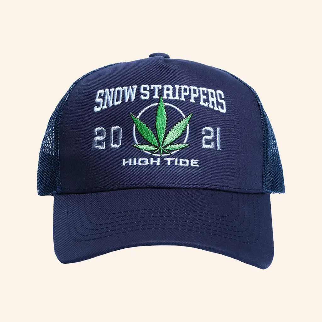 Snow Strippers Merch High Tide Trucker Hat Embroidered Presents For Music Lovers - WearandDecor