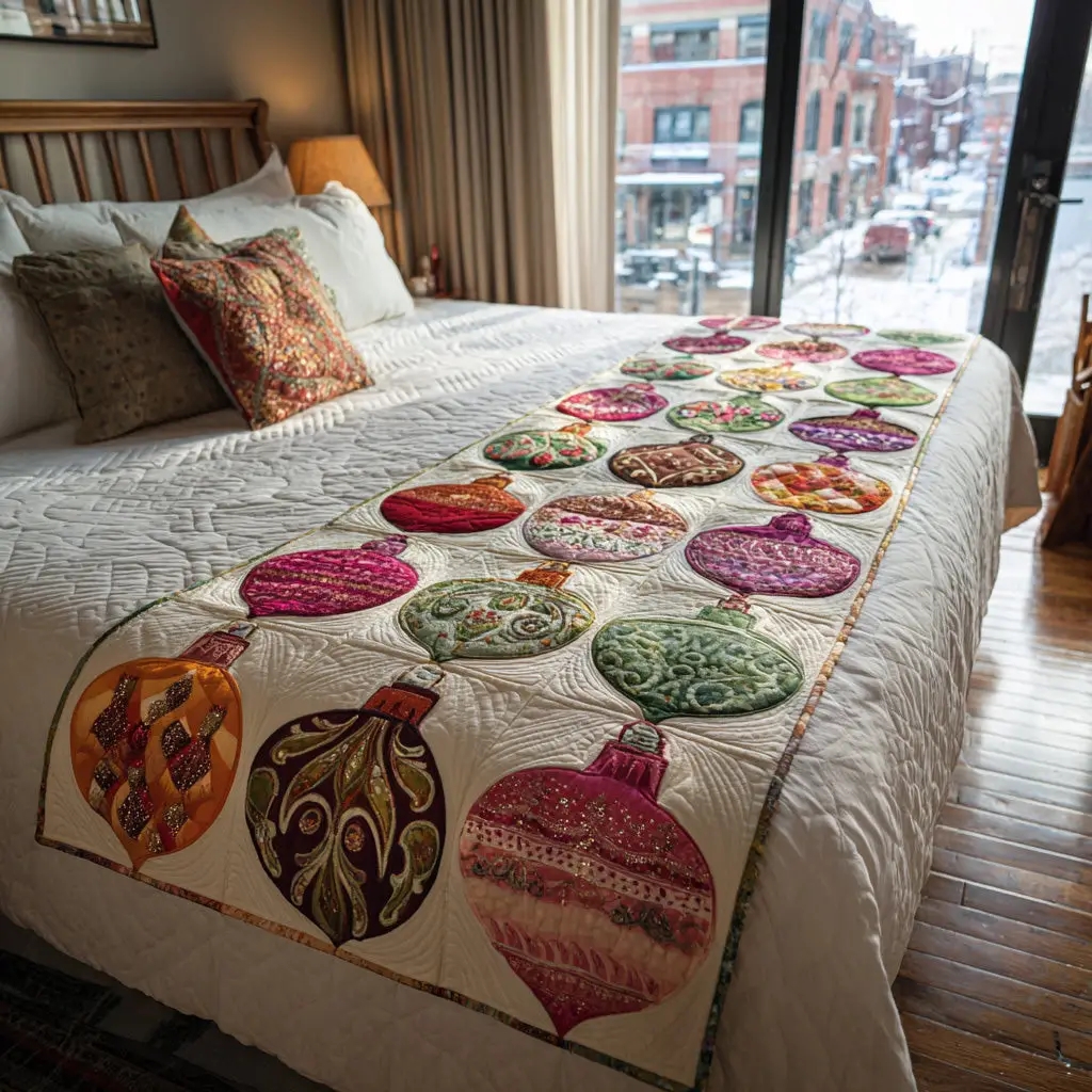Snowdrop Joy Quilted Bed Runner Snowdrop Joy Christmas Gift